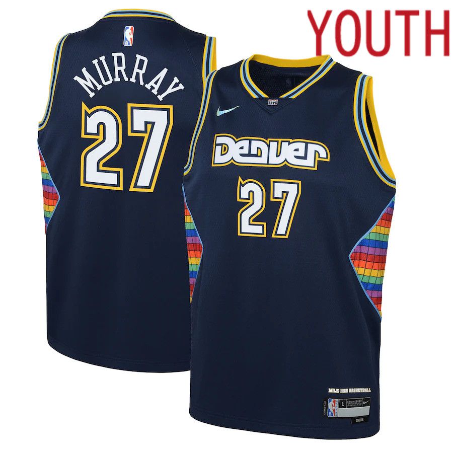 Youth Denver Nuggets 27 Jamal Murray Nike Navy City Edition Swingman NBA Jersey